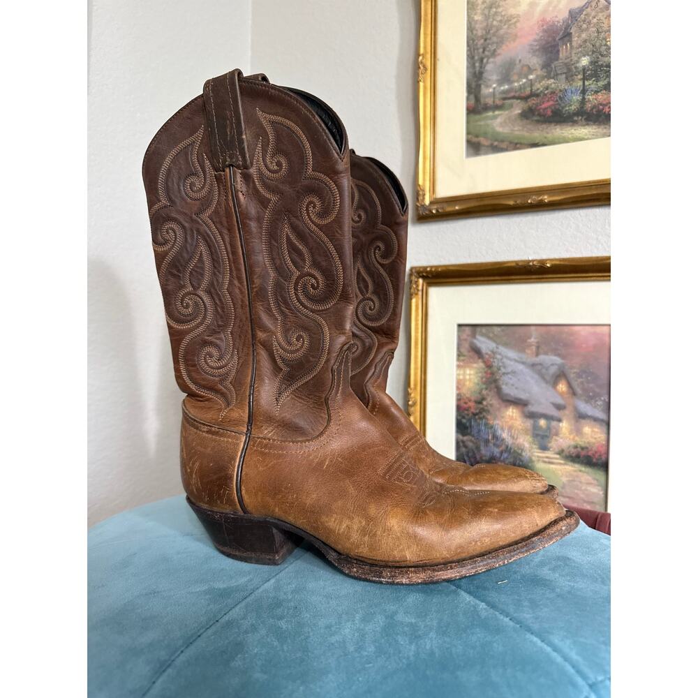 Tony Lama Vintage Brown Western Cowboy Boots